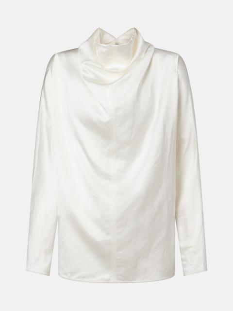 Draped satin blouse