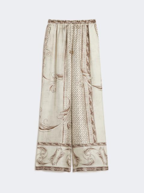 Fluid printed silk trousers - IVORY