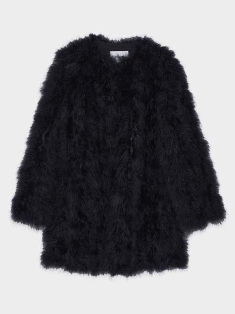 Feathered Shawl-Collar Coat