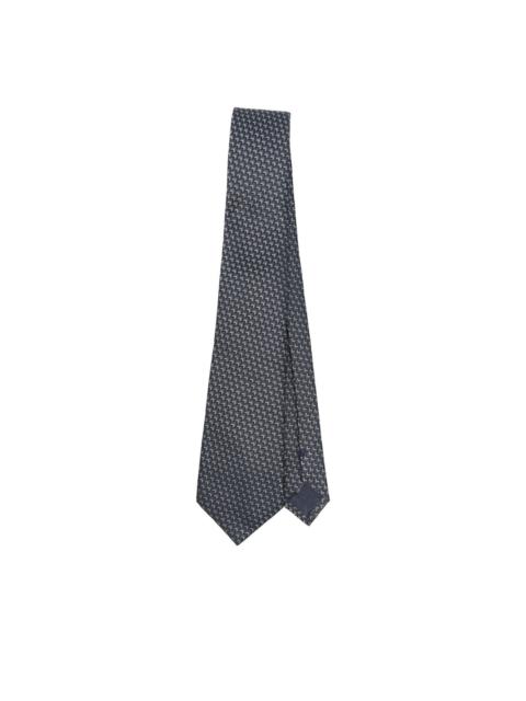 geometric-pattern silk tie