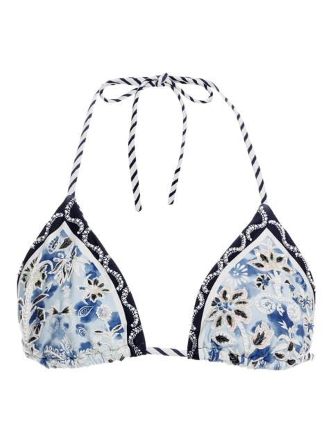 beaded-embellished triangle bikini top