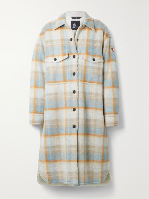 Vanay checked brushed wool-blend felt coat Beige