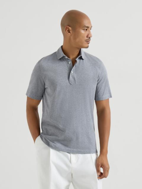 Cotton jersey polo with shirt-style collar