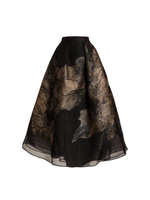 Reflective A-line Maxi Skirt black