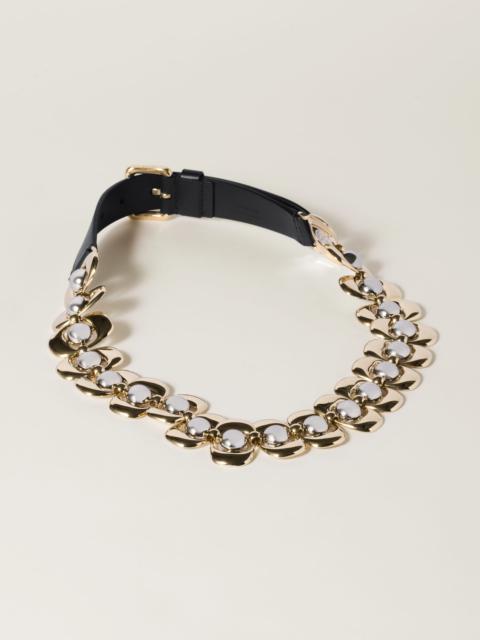 Leather and metal belt