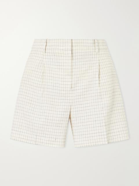 Fluid Checked Linen-blend Shorts