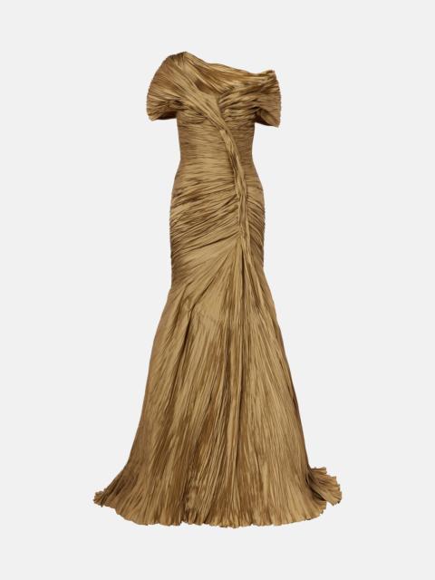 Off-shoulder bustier gown