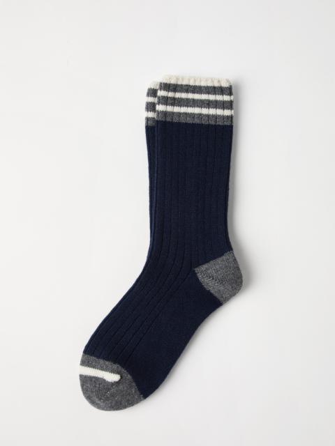 Cashmere rib knit socks