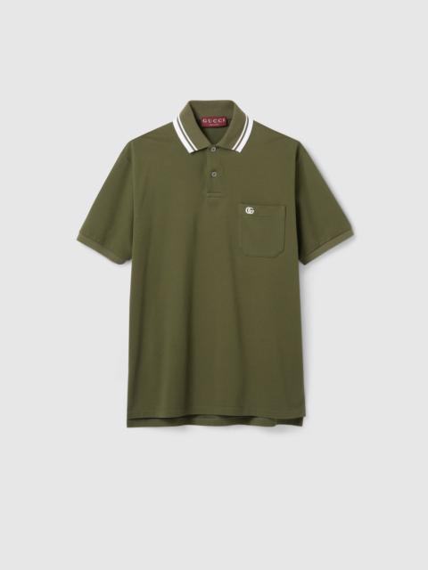 Cotton piquet polo shirt with embroidery