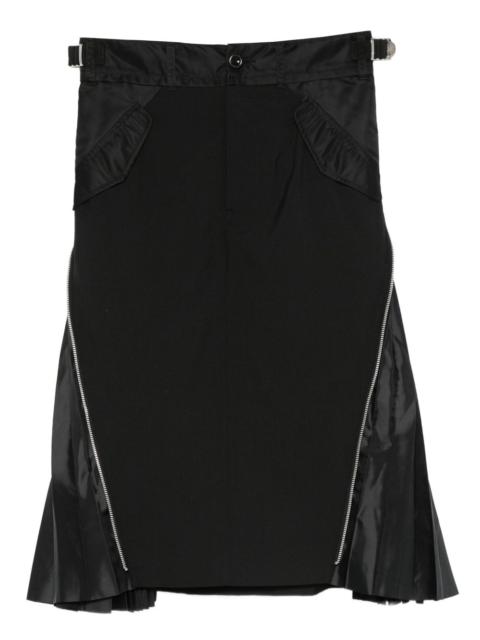 zip-detail pleated skirt