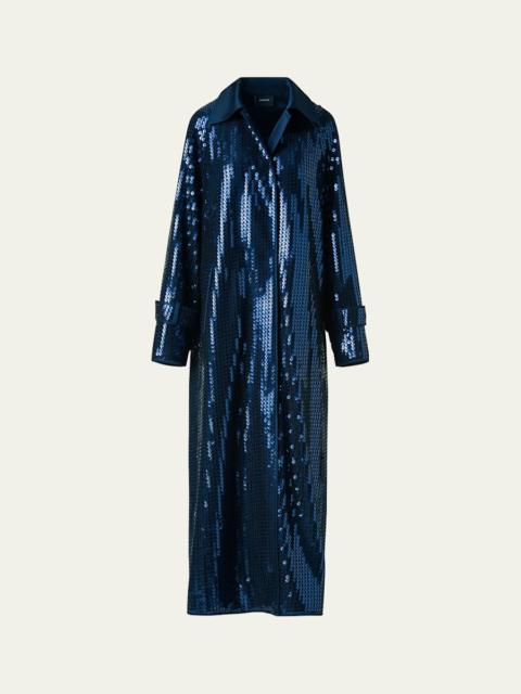 Estelle Sequined Chiffon Maxi Coat