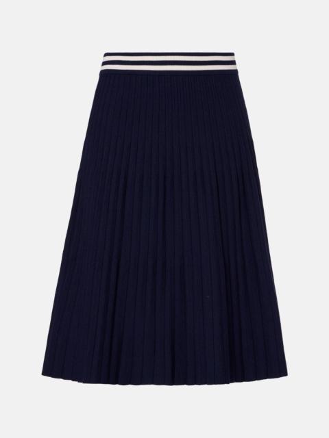 Plissé wool-blend midi skirt