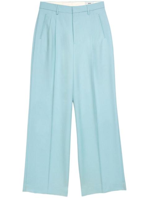 pleated long-length wool trousers