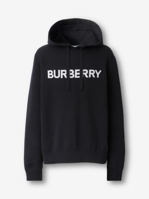 Logo Intarsia Wool Cotton Oversized Hoodie