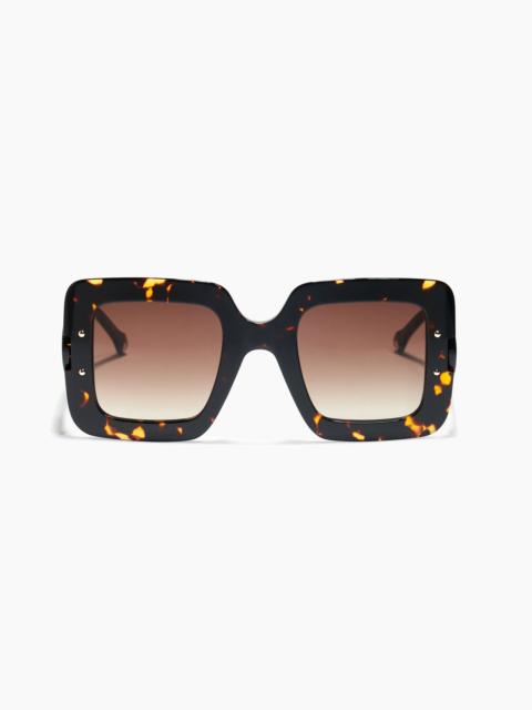 Square Frame Sunglasses with Contrast Temples