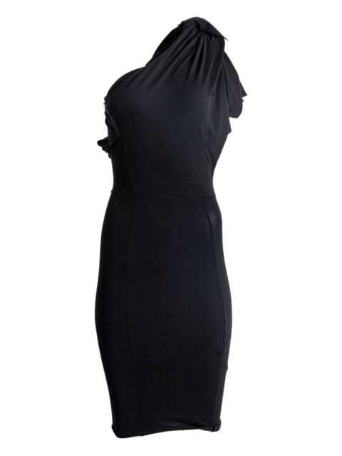 draped one-shoulder midi dress