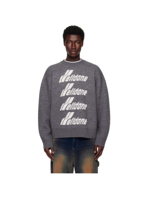 Gray Logo Pile Knit Sweater