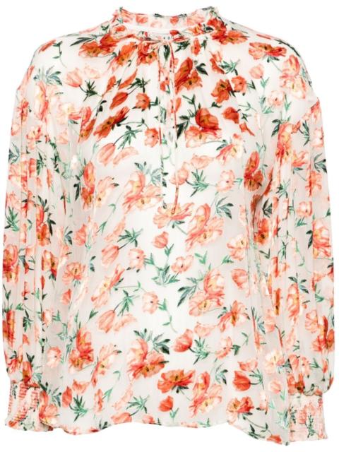 Julius floral-jacquard organza blouse