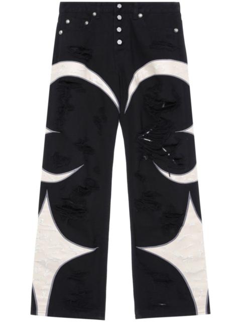 ripped straight-leg trousers