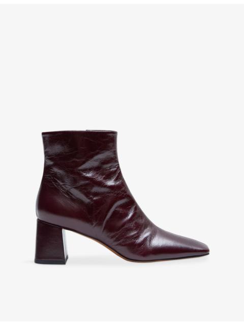 Patent-Leather Heeled Ankle Boots