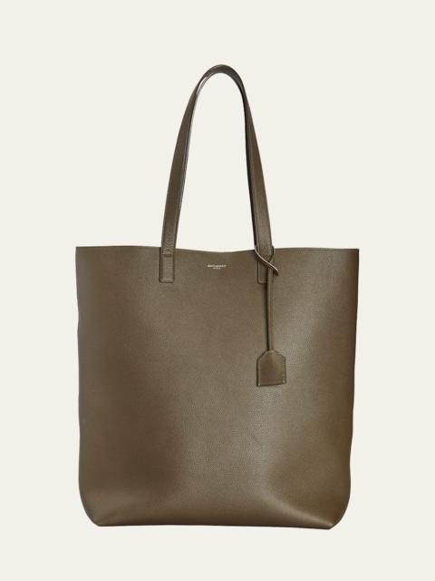 North-South Leather Shopping Tote Bag