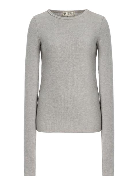 Ribbed-Knit Fitted Top grey