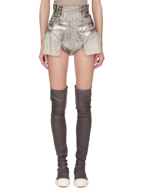 metallic frayed shorts