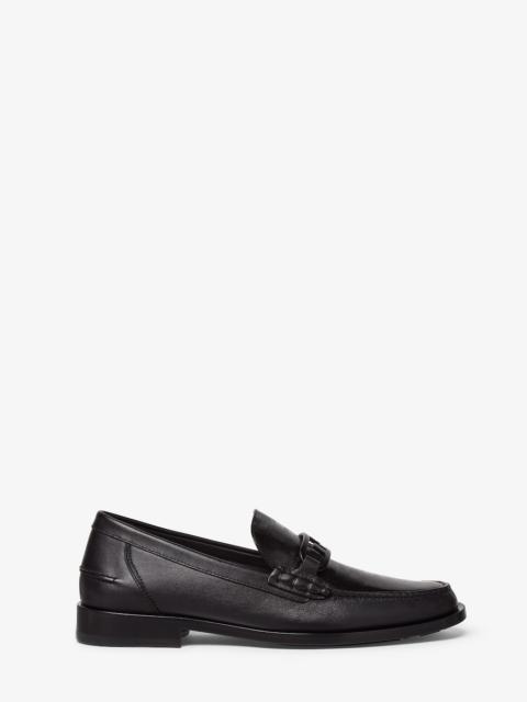 Black leather loafers