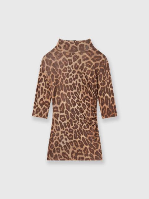 Leopard High-Neck Top