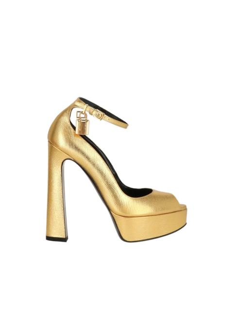 padlock peep-toe platform pumps