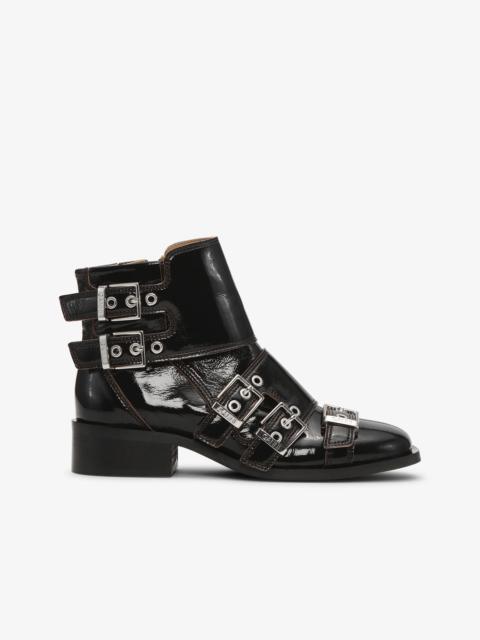 BLACK FEMININE BUCKLE NAPLACK BOOTS