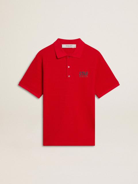 Men's polo shirt in red cotton piquet