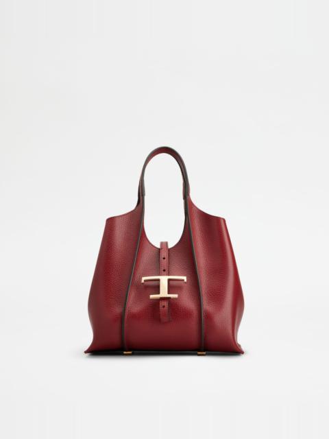 T TIMELESS SHOPPING BAG IN LEATHER MINI - RED