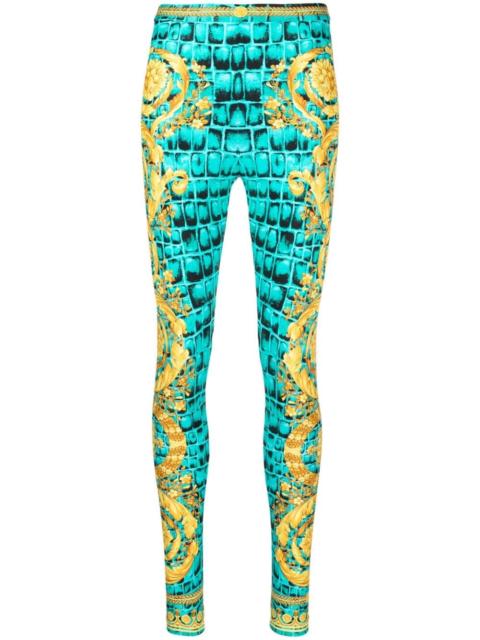 Barocco-print slip-on leggings