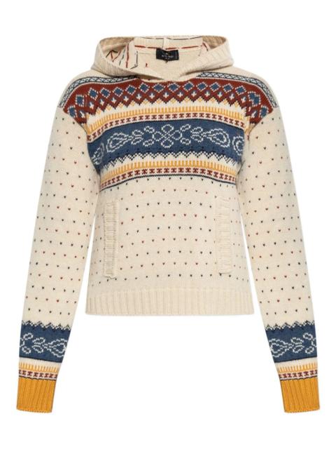 patterned hooded sweater