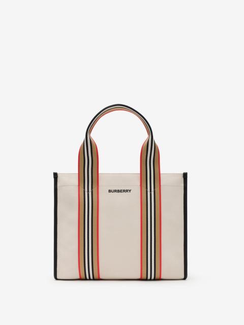 Small Icon Stripe Trim Canvas Tote