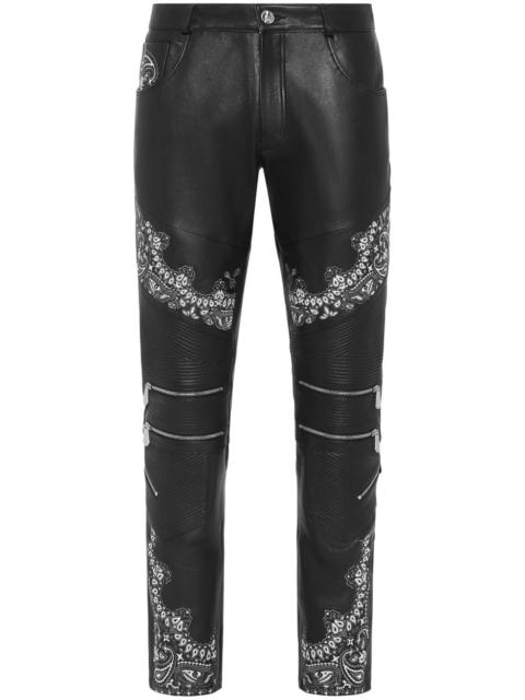 slim-cut leather trousers