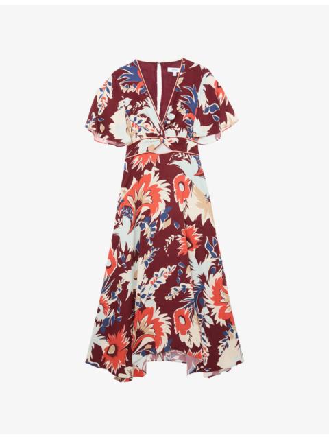 Asha Floral-Print Woven Midi Dress