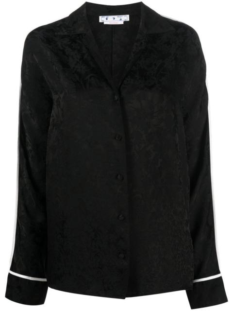 floral jacquard V-neck blouse