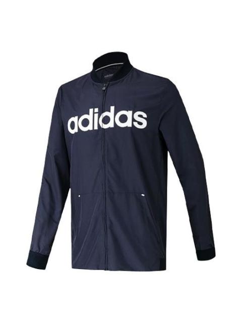 Men's adidas Logo Alphabet Printing Jacket Blue DW8065