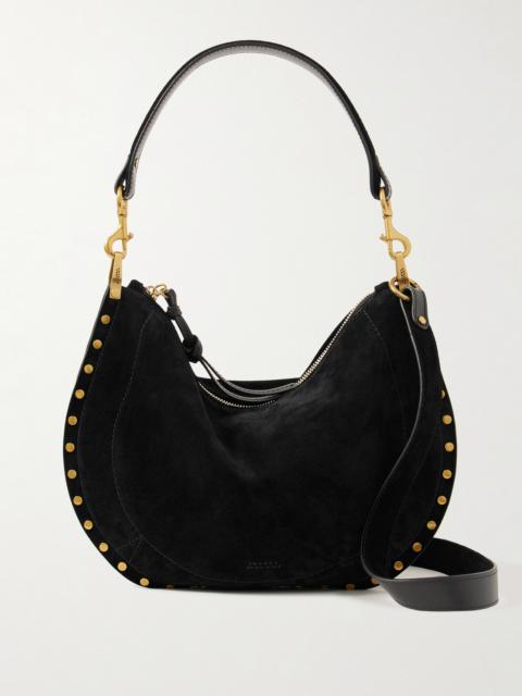 Oskan Soft Leather-trimmed Studded Suede Shoulder Bag