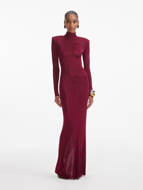 Burgundy Viscose Knit Maxi Dress