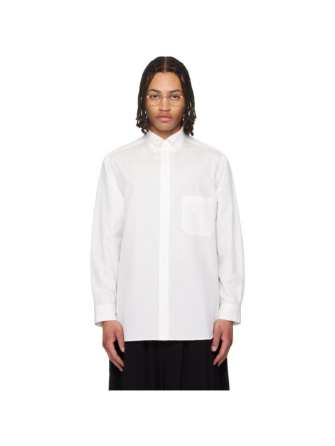 White Cotton Broad Double Collar Shirt