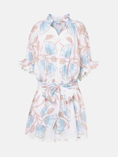 Printed scalloped cotton shirt dress