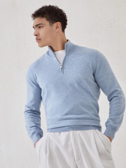 Cashmere sweater with half zip