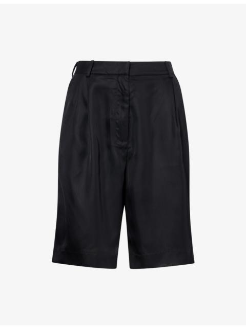 Marfa Straight-Leg Satin Bermuda Shorts