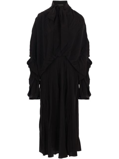 creased-effect silk dress