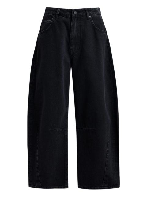 twisted-seam cotton barrel-leg jeans