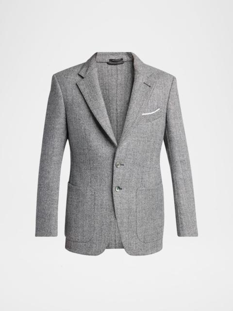 Men's Sharkskin Herringbone Double Splittable Jacket