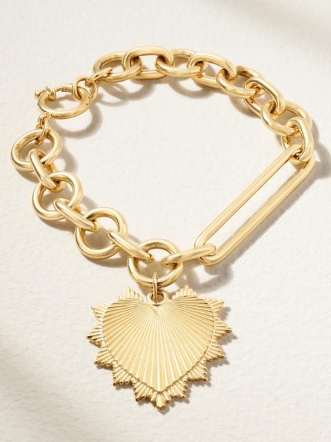 Heart Mixed Oversized Clip 18-karat Gold Bracelet